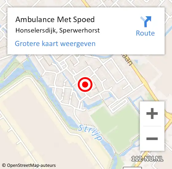 Locatie op kaart van de 112 melding: Ambulance Met Spoed Naar Honselersdijk, Sperwerhorst op 17 februari 2024 13:11