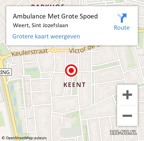 Locatie op kaart van de 112 melding: Ambulance Met Grote Spoed Naar Weert, Sint Jozefslaan op 17 februari 2024 13:18