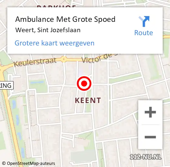 Locatie op kaart van de 112 melding: Ambulance Met Grote Spoed Naar Weert, Sint Jozefslaan op 17 februari 2024 13:20