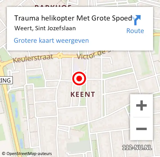 Locatie op kaart van de 112 melding: Trauma helikopter Met Grote Spoed Naar Weert, Sint Jozefslaan op 17 februari 2024 13:20