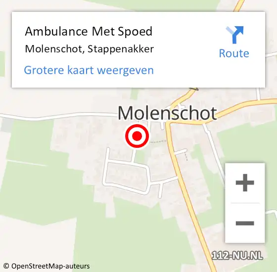 Locatie op kaart van de 112 melding: Ambulance Met Spoed Naar Molenschot, Stappenakker op 26 september 2014 09:43