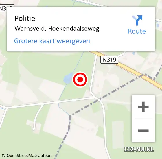 Locatie op kaart van de 112 melding: Politie Warnsveld, Hoekendaalseweg op 17 februari 2024 13:29