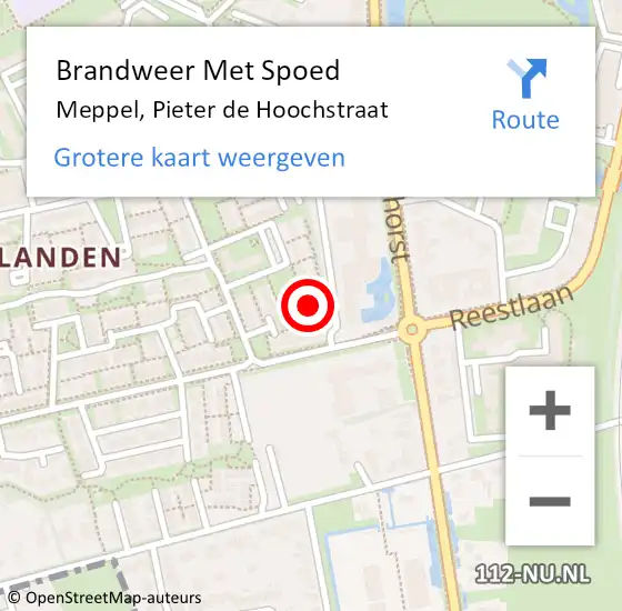 Locatie op kaart van de 112 melding: Brandweer Met Spoed Naar Meppel, Pieter de Hoochstraat op 17 februari 2024 13:44