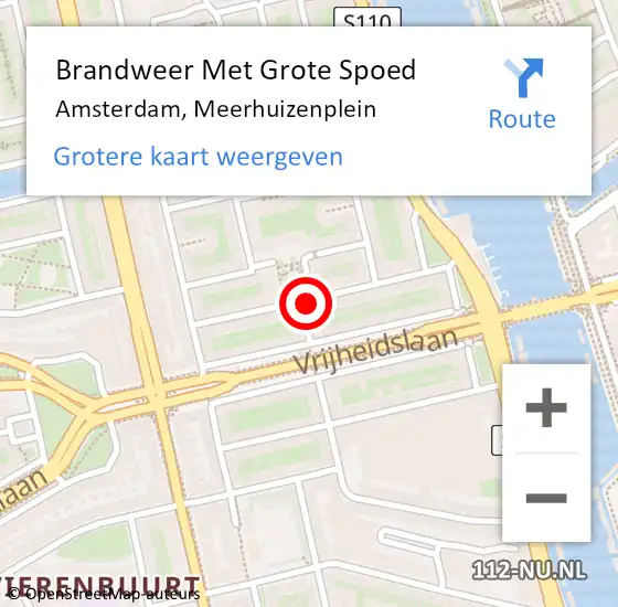 Locatie op kaart van de 112 melding: Brandweer Met Grote Spoed Naar Amsterdam, Meerhuizenplein op 17 februari 2024 13:46