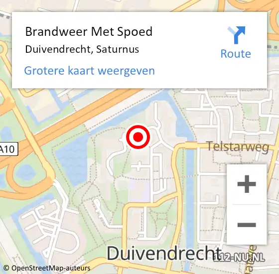 Locatie op kaart van de 112 melding: Brandweer Met Spoed Naar Duivendrecht, Saturnus op 17 februari 2024 13:49