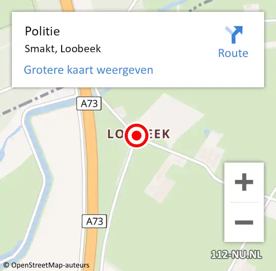 Locatie op kaart van de 112 melding: Politie Smakt, Loobeek op 17 februari 2024 13:49