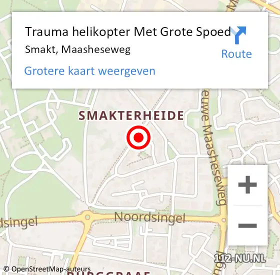 Locatie op kaart van de 112 melding: Trauma helikopter Met Grote Spoed Naar Smakt, Maasheseweg op 17 februari 2024 13:53