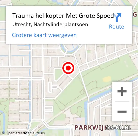 Locatie op kaart van de 112 melding: Trauma helikopter Met Grote Spoed Naar Utrecht, Nachtvlinderplantsoen op 17 februari 2024 14:06