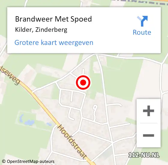 Locatie op kaart van de 112 melding: Brandweer Met Spoed Naar Kilder, Zinderberg op 17 februari 2024 14:24