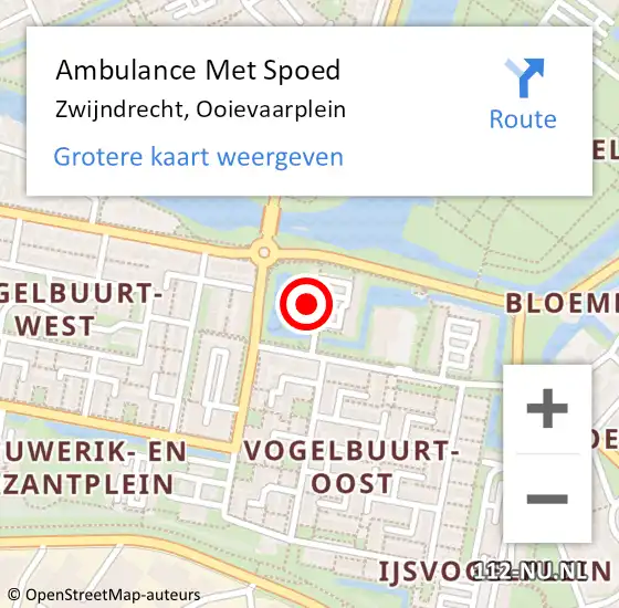 Locatie op kaart van de 112 melding: Ambulance Met Spoed Naar Zwijndrecht, Ooievaarplein op 17 februari 2024 14:25