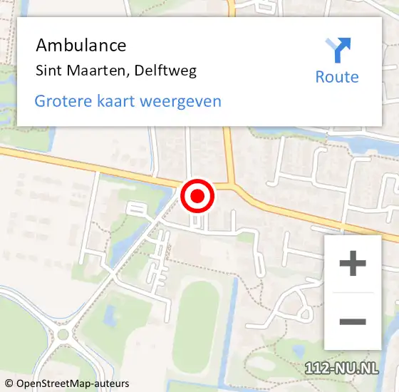 Locatie op kaart van de 112 melding: Ambulance Sint Maarten, Delftweg op 17 februari 2024 14:29