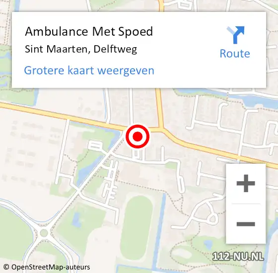 Locatie op kaart van de 112 melding: Ambulance Met Spoed Naar Sint Maarten, Delftweg op 17 februari 2024 14:32