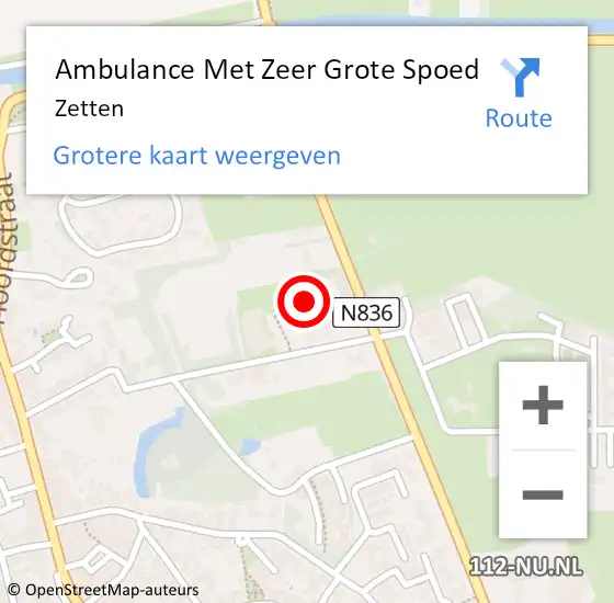 Locatie op kaart van de 112 melding: Ambulance Met Zeer Grote Spoed Naar Zetten op 17 februari 2024 14:43