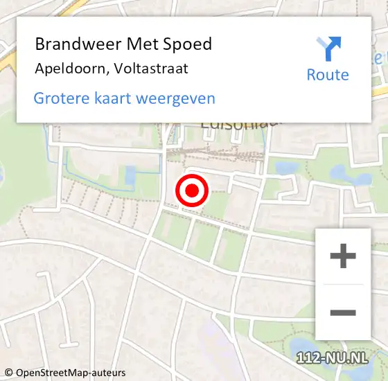 Locatie op kaart van de 112 melding: Brandweer Met Spoed Naar Apeldoorn, Voltastraat op 17 februari 2024 14:51