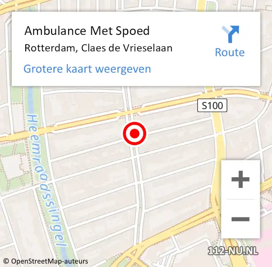 Locatie op kaart van de 112 melding: Ambulance Met Spoed Naar Rotterdam, Claes de Vrieselaan op 17 februari 2024 14:51
