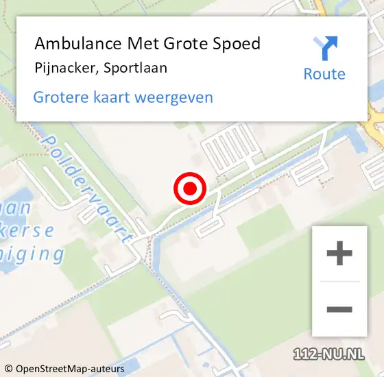 Locatie op kaart van de 112 melding: Ambulance Met Grote Spoed Naar Pijnacker, Sportlaan op 17 februari 2024 15:17