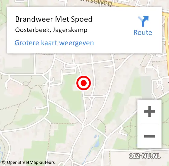 Locatie op kaart van de 112 melding: Brandweer Met Spoed Naar Oosterbeek, Jagerskamp op 17 februari 2024 15:19