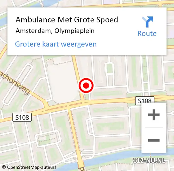 Locatie op kaart van de 112 melding: Ambulance Met Grote Spoed Naar Amsterdam, Olympiaplein op 17 februari 2024 15:21