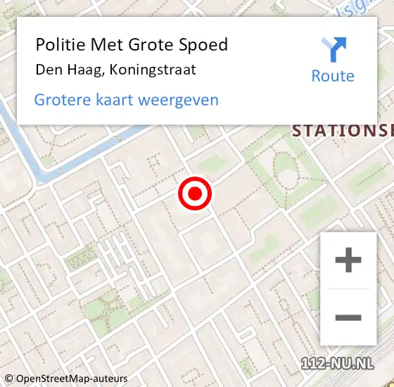 Locatie op kaart van de 112 melding: Politie Met Grote Spoed Naar Den Haag, Koningstraat op 17 februari 2024 15:32