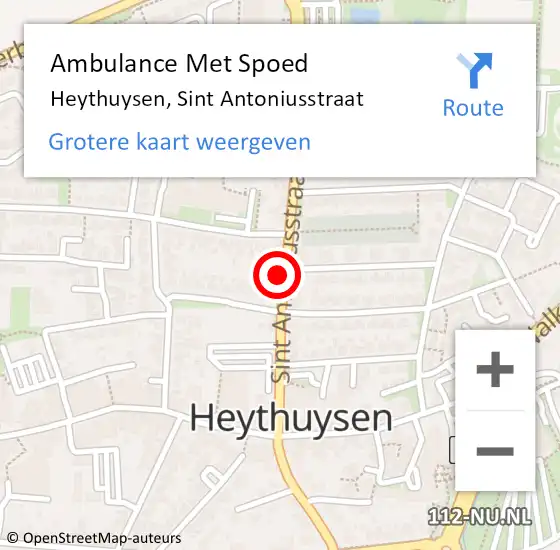 Locatie op kaart van de 112 melding: Ambulance Met Spoed Naar Heythuysen, Sint Antoniusstraat op 17 februari 2024 15:35
