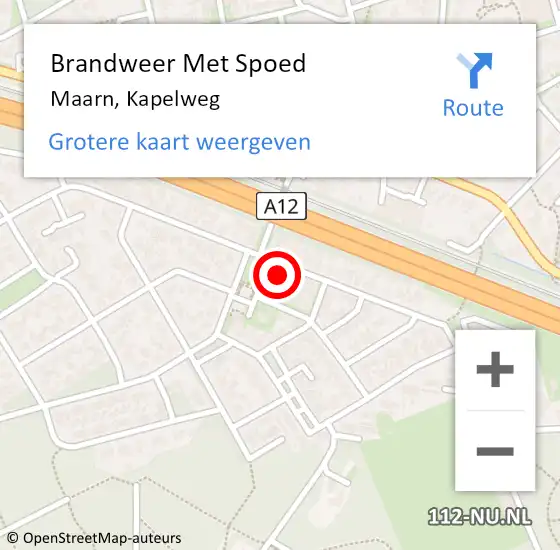 Locatie op kaart van de 112 melding: Brandweer Met Spoed Naar Maarn, Kapelweg op 17 februari 2024 15:39