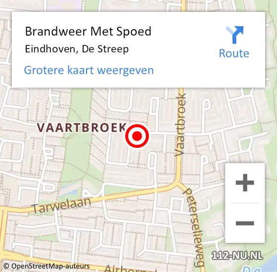 Locatie op kaart van de 112 melding: Brandweer Met Spoed Naar Eindhoven, De Streep op 17 februari 2024 15:49