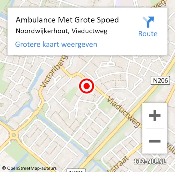 Locatie op kaart van de 112 melding: Ambulance Met Grote Spoed Naar Noordwijkerhout, Viaductweg op 17 februari 2024 16:14