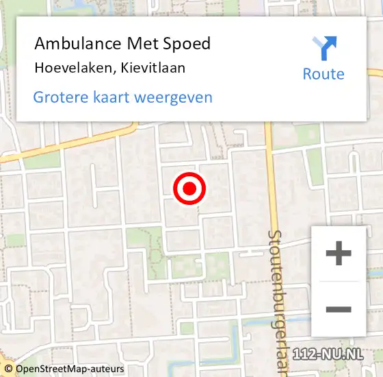 Locatie op kaart van de 112 melding: Ambulance Met Spoed Naar Hoevelaken, Kievitlaan op 26 september 2014 09:59