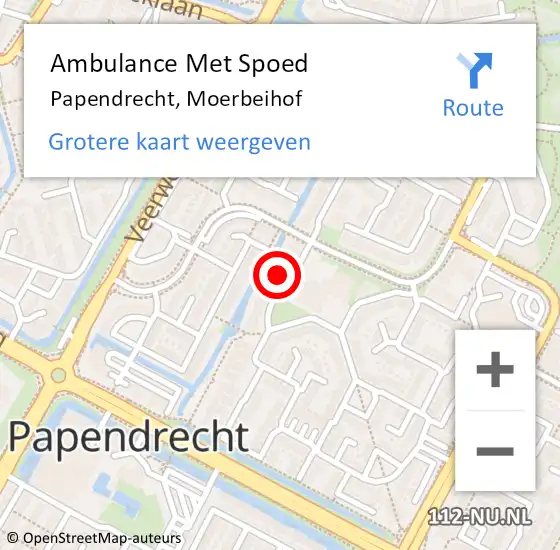 Locatie op kaart van de 112 melding: Ambulance Met Spoed Naar Papendrecht, Moerbeihof op 17 februari 2024 16:22