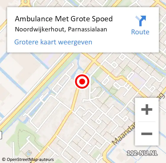 Locatie op kaart van de 112 melding: Ambulance Met Grote Spoed Naar Noordwijkerhout, Parnassialaan op 17 februari 2024 16:26