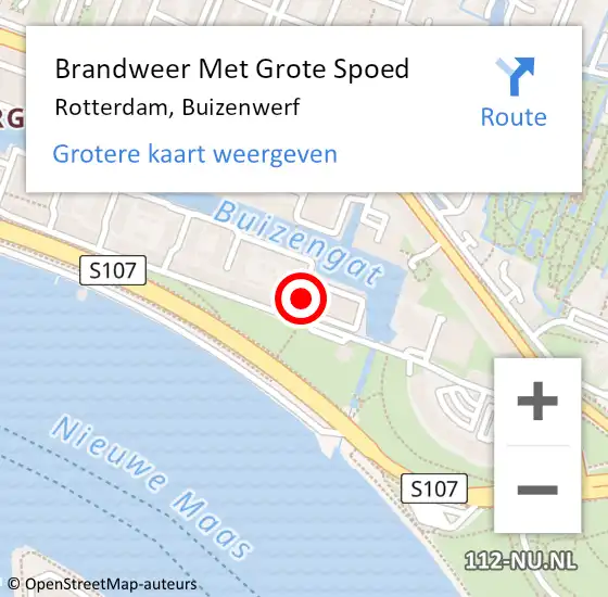 Locatie op kaart van de 112 melding: Brandweer Met Grote Spoed Naar Rotterdam, Buizenwerf op 17 februari 2024 16:33