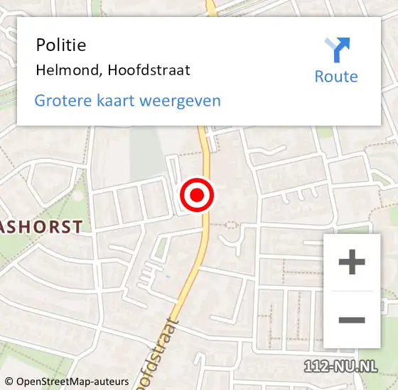 Locatie op kaart van de 112 melding: Politie Helmond, Hoofdstraat op 17 februari 2024 16:46