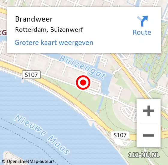 Locatie op kaart van de 112 melding: Brandweer Rotterdam, Buizenwerf op 17 februari 2024 17:00