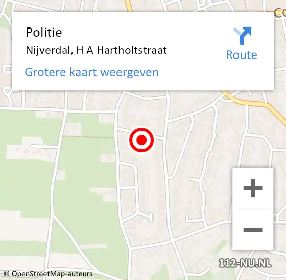Locatie op kaart van de 112 melding: Politie Nijverdal, H A Hartholtstraat op 17 februari 2024 17:06