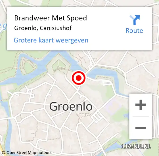 Locatie op kaart van de 112 melding: Brandweer Met Spoed Naar Groenlo, Canisiushof op 17 februari 2024 17:08