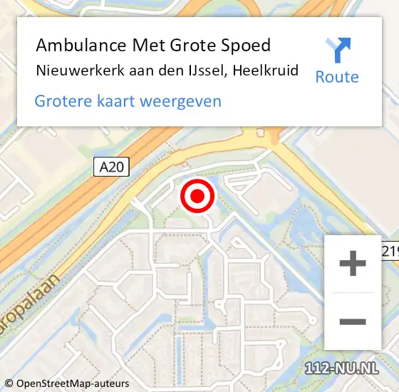 Locatie op kaart van de 112 melding: Ambulance Met Grote Spoed Naar Nieuwerkerk aan den IJssel, Heelkruid op 17 februari 2024 18:00