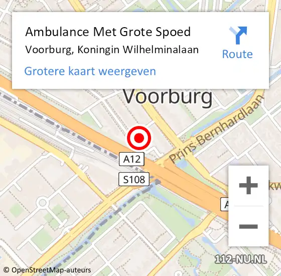 Locatie op kaart van de 112 melding: Ambulance Met Grote Spoed Naar Voorburg, Koningin Wilhelminalaan op 17 februari 2024 18:04