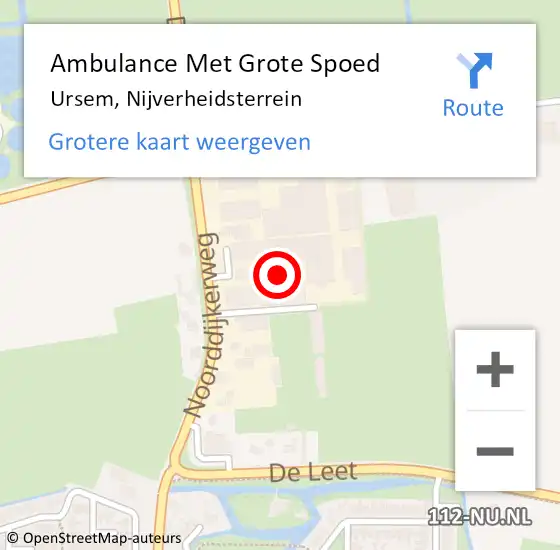 Locatie op kaart van de 112 melding: Ambulance Met Grote Spoed Naar Ursem, Nijverheidsterrein op 17 februari 2024 18:15