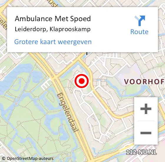 Locatie op kaart van de 112 melding: Ambulance Met Spoed Naar Leiderdorp, Klaprooskamp op 17 februari 2024 18:30