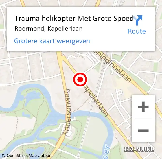 Locatie op kaart van de 112 melding: Trauma helikopter Met Grote Spoed Naar Roermond, Kapellerlaan op 17 februari 2024 18:42