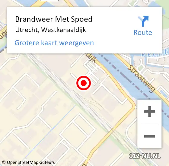 Locatie op kaart van de 112 melding: Brandweer Met Spoed Naar Utrecht, Westkanaaldijk op 17 februari 2024 19:18