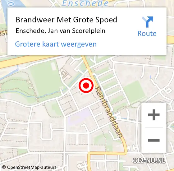 Locatie op kaart van de 112 melding: Brandweer Met Grote Spoed Naar Enschede, Jan van Scorelplein op 17 februari 2024 19:34