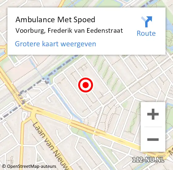 Locatie op kaart van de 112 melding: Ambulance Met Spoed Naar Voorburg, Frederik van Eedenstraat op 17 februari 2024 19:45
