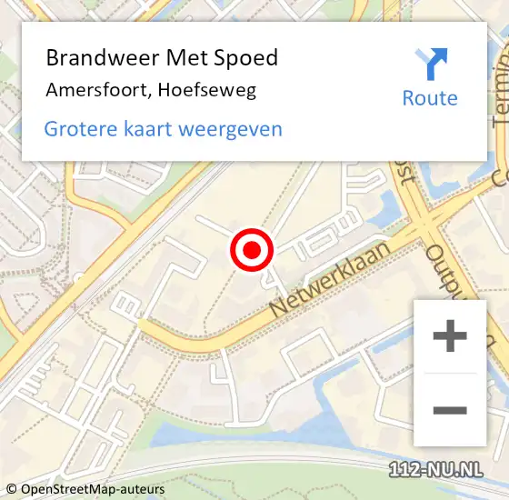 Locatie op kaart van de 112 melding: Brandweer Met Spoed Naar Amersfoort, Hoefseweg op 17 februari 2024 20:11