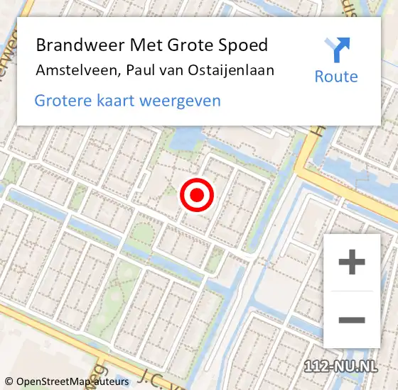 Locatie op kaart van de 112 melding: Brandweer Met Grote Spoed Naar Amstelveen, Paul van Ostaijenlaan op 17 februari 2024 20:24