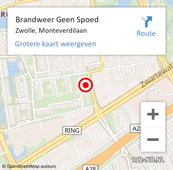 Locatie op kaart van de 112 melding: Brandweer Geen Spoed Naar Zwolle, Monteverdilaan op 17 februari 2024 20:43