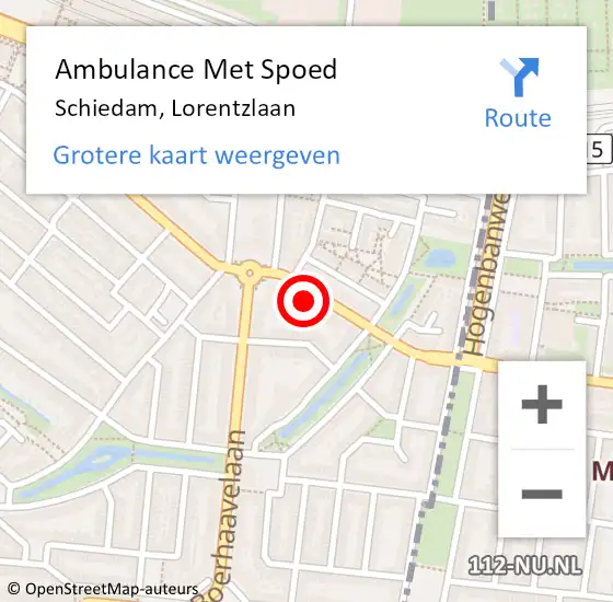 Locatie op kaart van de 112 melding: Ambulance Met Spoed Naar Schiedam, Lorentzlaan op 17 februari 2024 21:17