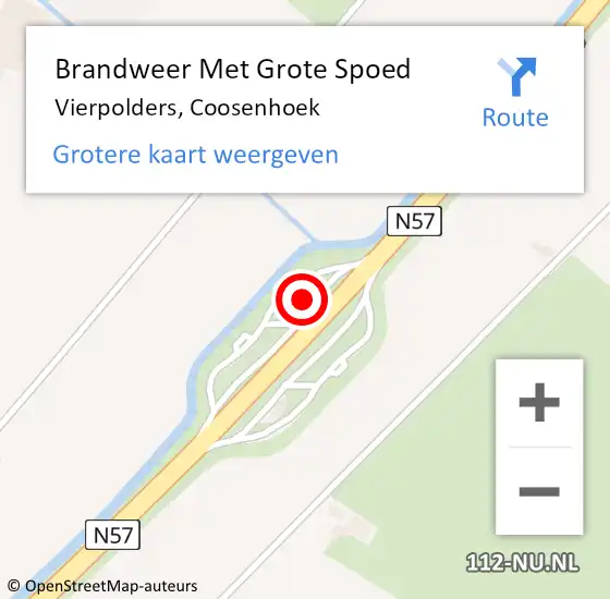 Locatie op kaart van de 112 melding: Brandweer Met Grote Spoed Naar Vierpolders, Coosenhoek op 17 februari 2024 21:20