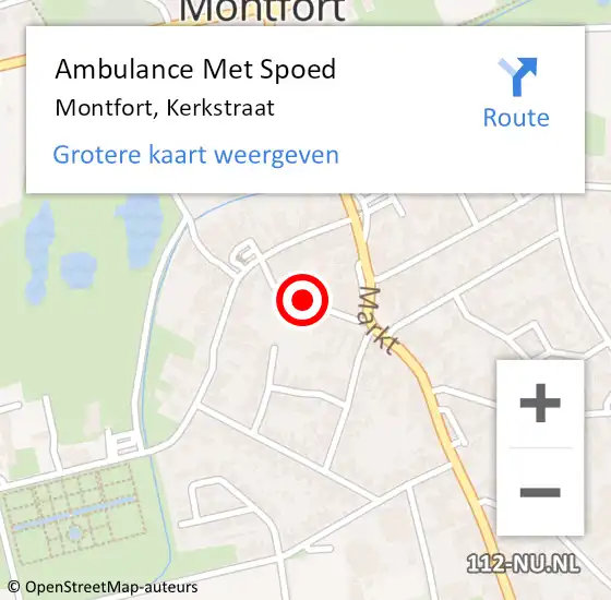 Locatie op kaart van de 112 melding: Ambulance Met Spoed Naar Montfort, Kerkstraat op 17 februari 2024 21:23