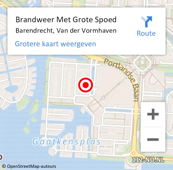 Locatie op kaart van de 112 melding: Brandweer Met Grote Spoed Naar Barendrecht, Van der Vormhaven op 17 februari 2024 21:37
